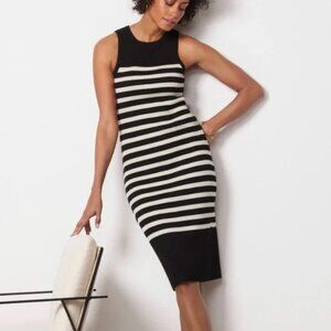 Evereve Black & Ivory Striped Sienna Tank Sweater Dress